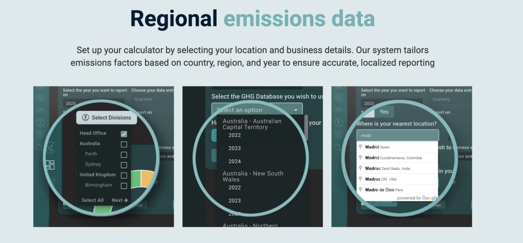 Scope 3 data collection, regional emissions data